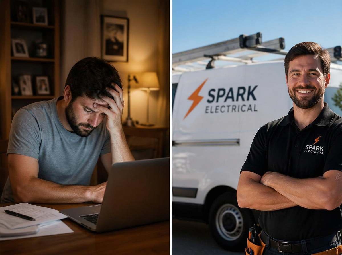 Before and after: a founder transformed from stressed to confident with a fully branded electrical business
